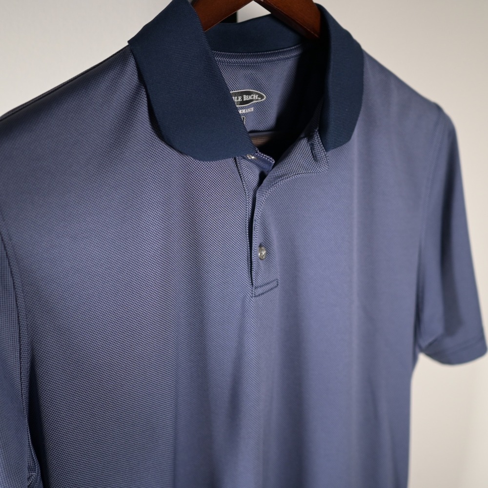 Pebble Beach Performance Golf Polo Shirt Mens XL Blue Short Sleeve Moisture Wick